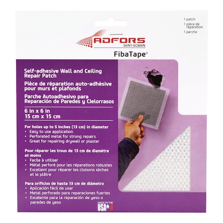 Adfors Saint-Gobain ADFORS FibaTape 6 in. L X 6 in. W Reinforced Aluminum White Self Adhesive Wall Repair P FDW6924-U